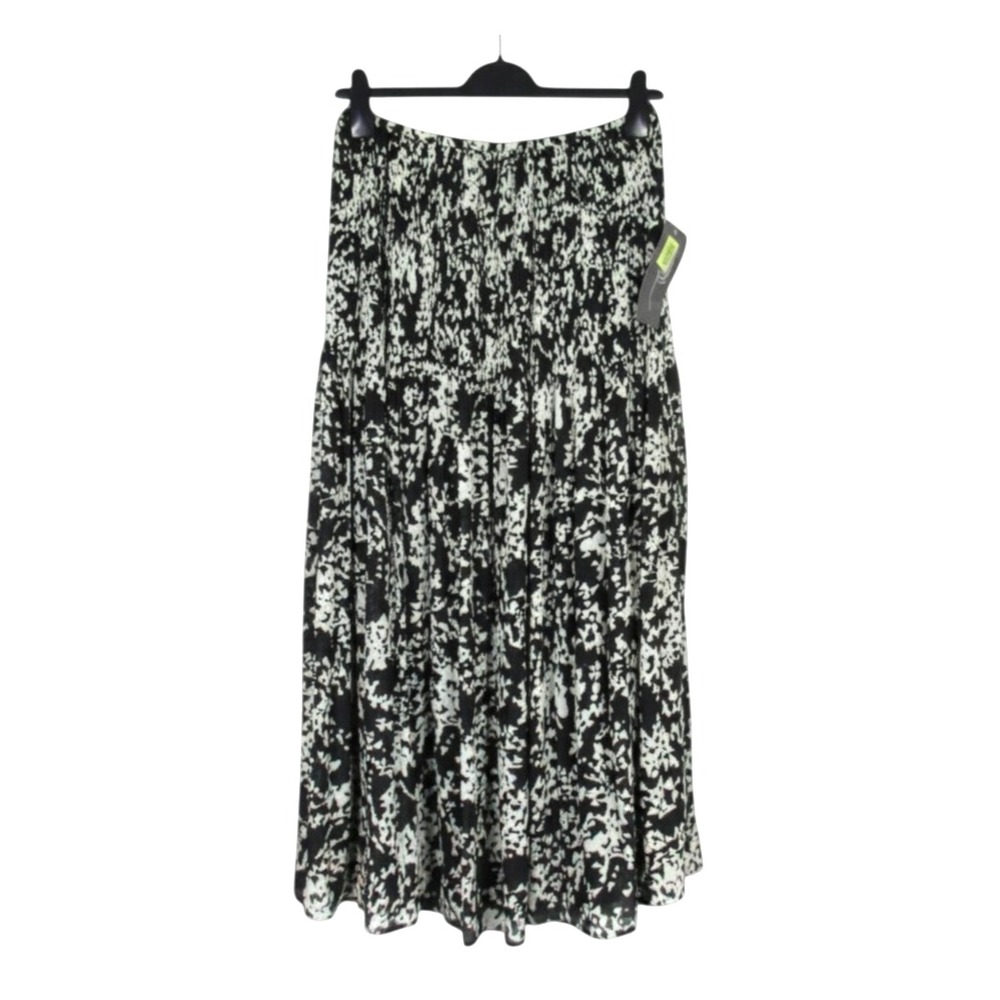 NWT KASPER Black/White CRINKLES WAISTLINE Pleated Trim A-LINE MAXI SKIRT Sz XL